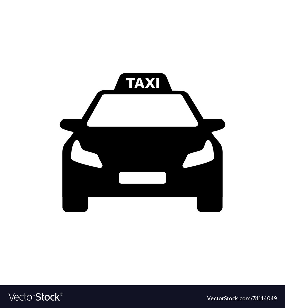 black and white taxi logo with modern car